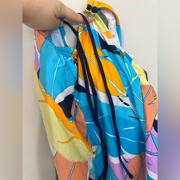 JANTZEN H back Teal pink Tankini tropical swim top bikini - Picture 11 of 12